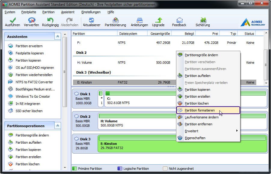 Partition formatieren