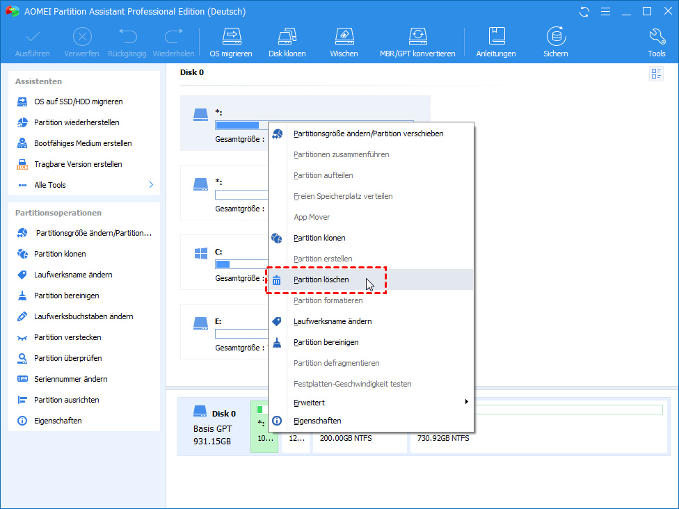 EFI-Systempartition löschen