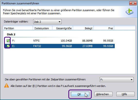 Partitionen zusammenführen