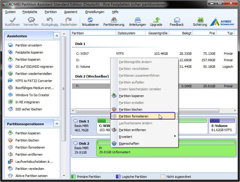 Partition formatieren