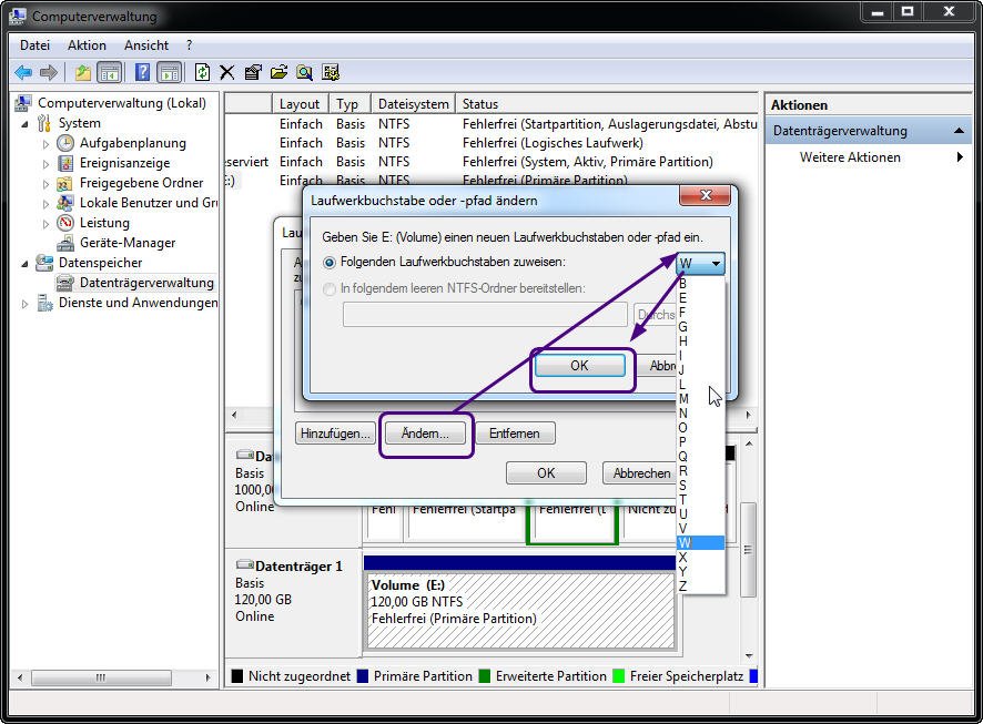 Ändern Sie Laufwerksbuchstaben