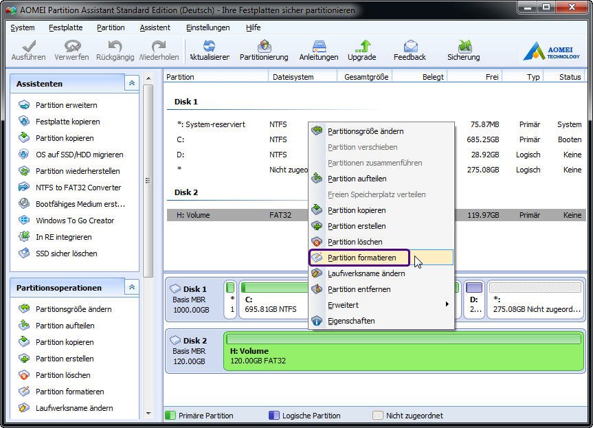 Partition formatieren