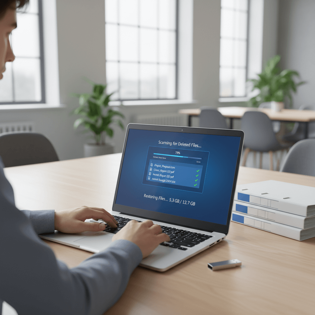 AOMEI FastRecovery scannt gelöschte Dateien auf einem Laptop
