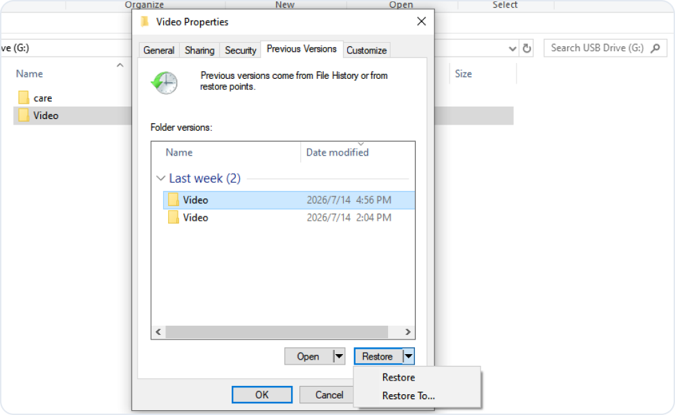 Windows-ähere Versionen – Wiederherstellungsschritte