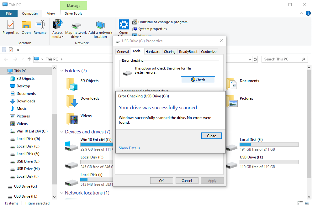 Windows-Fehlerüberprüfung-Schritte für einen USB-Stick