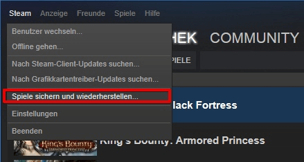 Spiele sichern und wiederherstellen