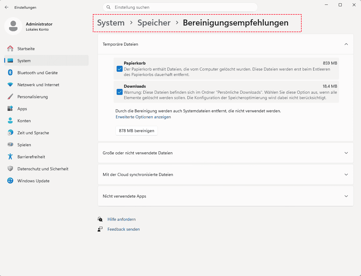 Bereinigungsempfehlungen