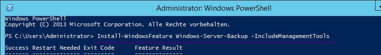 powershell installiert Windows Server-Sicherung